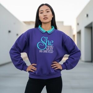 Vintage Purple She Who Must Be Obeyed Graphic Sweatshirt XL